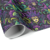 金色の黄色のマスクを持つマルディグラ ラッピングペーパー (ロールコーナー)