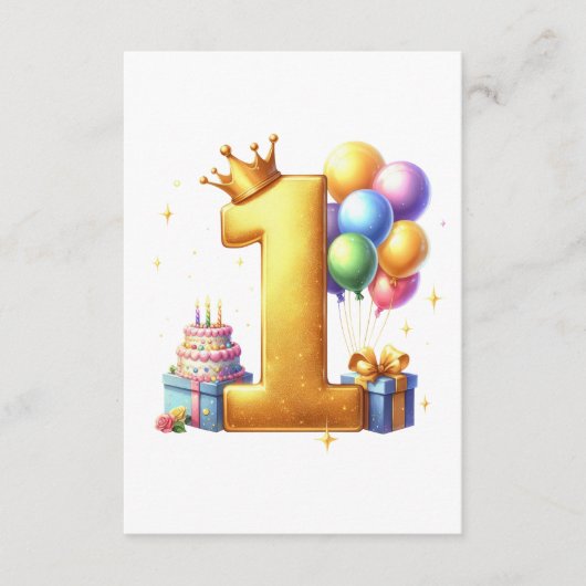 金色の1歳の誕生日 エンクロージャーカード (正面)