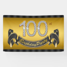 金色の100歳の誕生日パーティー 横断幕