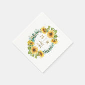 金色の50周年結婚記念日ひまわりフラワー スタンダードカクテルナプキン (角)