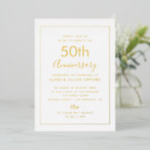 金色の50周年記念シンプルフレーム 箔招待状 (立ち正面)