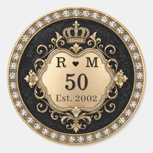 金色の50周年記念モノグラムシール ラウンドシール (正面)