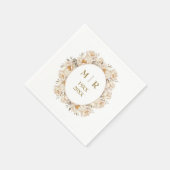 金色の50周年記念結婚式ボタン牡丹フラワーナプキン スタンダードカクテルナプキン (角)