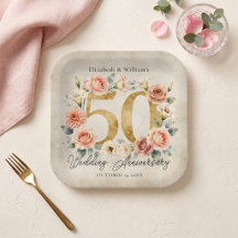金色の50回目の結婚記念日のピンクの花輪
