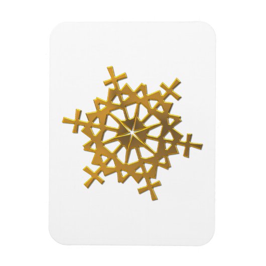金色の「3-D」雪片 マグネット (縦)