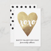 金色のXOXO教室バレンタイン – 白 招待状 (正面/裏面)