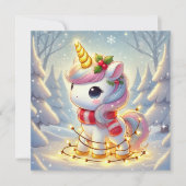 金色クリスマスイルミネーションに包まれたユニコーン シーズンカード (正面)