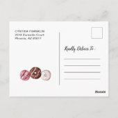 金色グリッターガール ドーナツ 誕生日 フォト サンクス ポストカード (裏面)