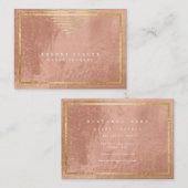 金色ストライプのフレームミニマルジオメトリのピンクのスキン 名刺 (正面/裏面)