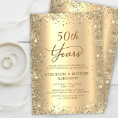 金色スパングルメタリック50周年記念結婚式 招待状