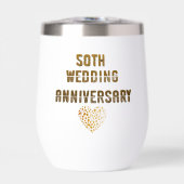 金色タイポグラフィハートの50回目の結婚記念日デザイン (正面)
