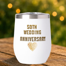 金色タイポグラフィハートの50回目の結婚記念日デザイン