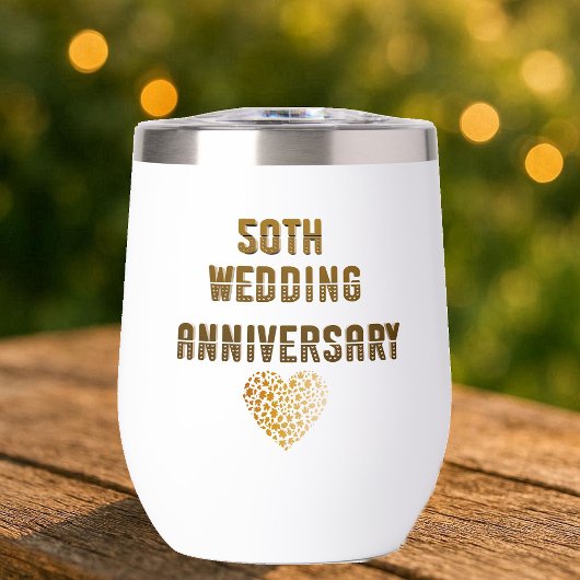 金色タイポグラフィハートの50回目の結婚記念日デザイン