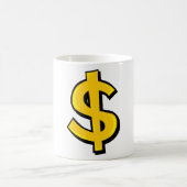 金色ドルマーク太字黄色お金シンボル コーヒーマグカップ (中央)