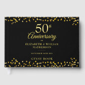 金色ハートの紙吹雪 50回目結婚記念日 ゲストブック (正面)