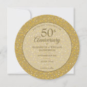 金色ハートの50回目結婚記念日アナウンスカード セーブザデート (正面)