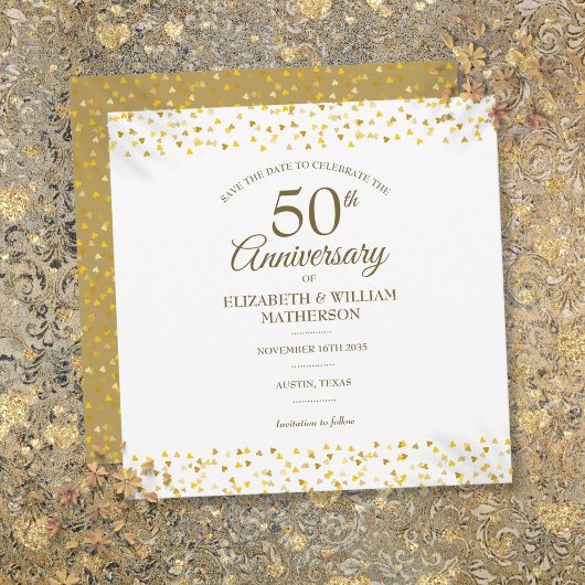 金色ハートスクエア - 50回目の結婚記念日 セーブザデート