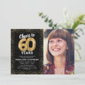 金色バルーン 誕生日パーティー 60歳の記念 写真入り 招待状 (スタンド正面)