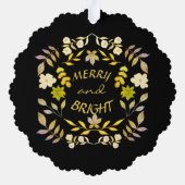 金色メリーで明るいパーソナライズされた オーナメントカード (裏面)