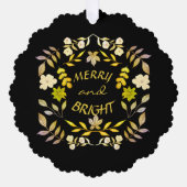 金色メリーで明るいパーソナライズされた オーナメントカード (正面)