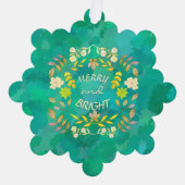 金色メリーで明るいパーソナライズされた オーナメントカード (正面)