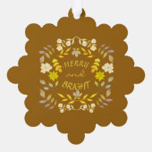 金色メリーで明るいパーソナライズされた オーナメントカード (裏面)