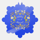 金色メリーで明るいパーソナライズされた オーナメントカード (裏面)