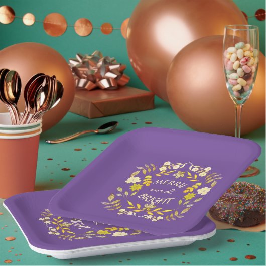 金色メリーで明るいパーソナライズされた ペーパープレート (複数)