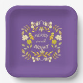 金色メリーで明るいパーソナライズされた ペーパープレート (正面)