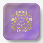 金色メリーで明るいパーソナライズされた ペーパープレート (正面)
