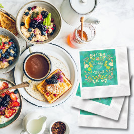 金色メリーで明るいパーソナライズされた 縁ありカクテルナプキン