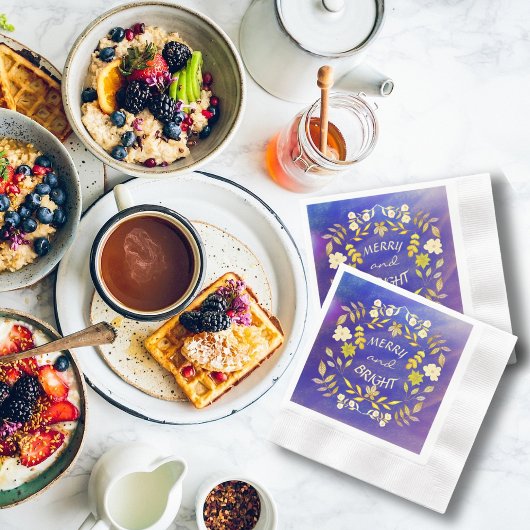 金色メリーで明るいパーソナライズされた 縁ありカクテルナプキン