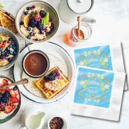 金色メリーで明るいパーソナライズされた 縁ありカクテルナプキン