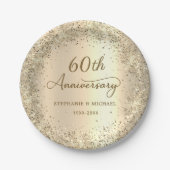 金色ラメメタリック 60回結婚記念日 ペーパープレート (正面)