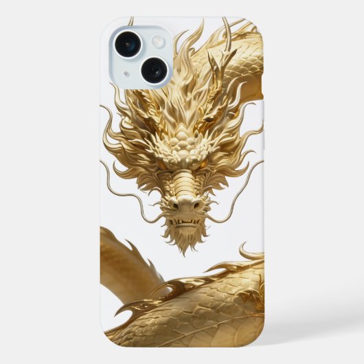 金色中国の龍のアート | 神話の生物ファンタジー iPhoneケース (裏面)