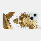 金色中国の龍のアート | 神話の生物ファンタジー iPhone 15ケース (裏面横)