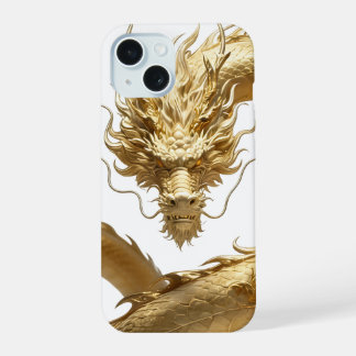 金色中国の龍のアート | 神話の生物ファンタジー iPhone 15ケース