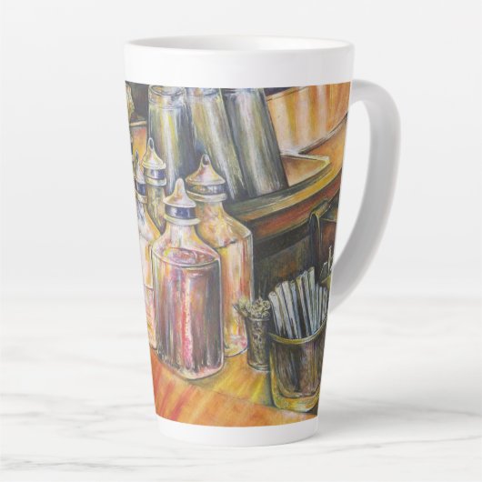 金色光のイデオグラフィ カフェラテマグ (右アングル)