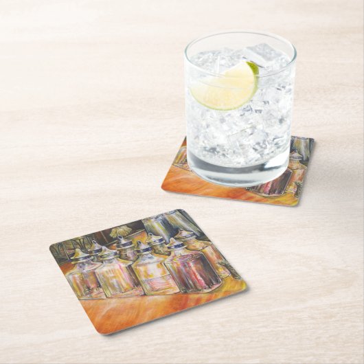 金色光のイデオグラフィ スクエアペーパーコースター (インサイチュ)