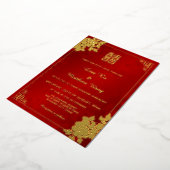 金色芍薬 赤い輝き | 中国式ウェディング 箔招待状 (回転した状態)