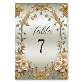金色華美の白い花の表の番号 テーブルナンバー (正面)