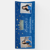 金色 ロイヤルブルー バラ 2枚 写真 誕生日 15歳の誕生日 横断幕 (縦)