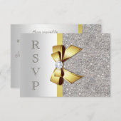 金色 偽の弓 銀のスパンコール ダイヤモンド RSVP (正面/裏面)