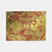 金色、赤、黒の光沢のあるフェスティバル フリースブランケット (正面(横))