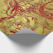 金色、赤、黒の光沢のあるフェスティバル ラッピングペーパー (角)