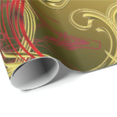 金色、赤、黒の光沢のあるフェスティバル ラッピングペーパー (ロールコーナー)