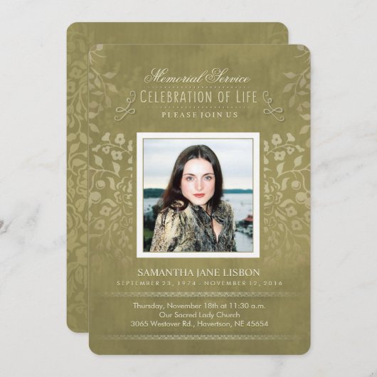 金花の告別式の写真のカスタムな招待 招待状 (正面/裏面)