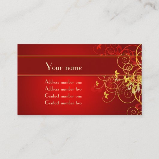 金花模様のプロフィールカード 名刺 (正面)