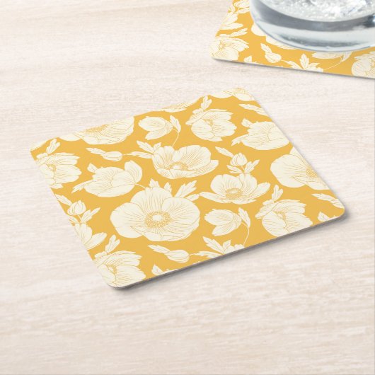 金花模様 スクエアペーパーコースター (アングル)