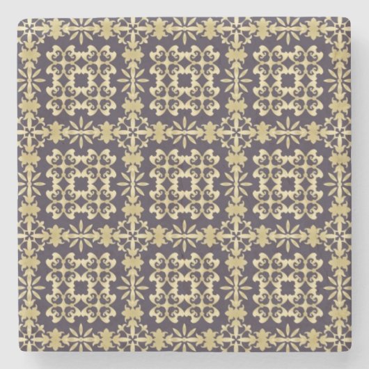 金芸術のヴィンテージのダマスク織パターン ストーンコースター (正面)